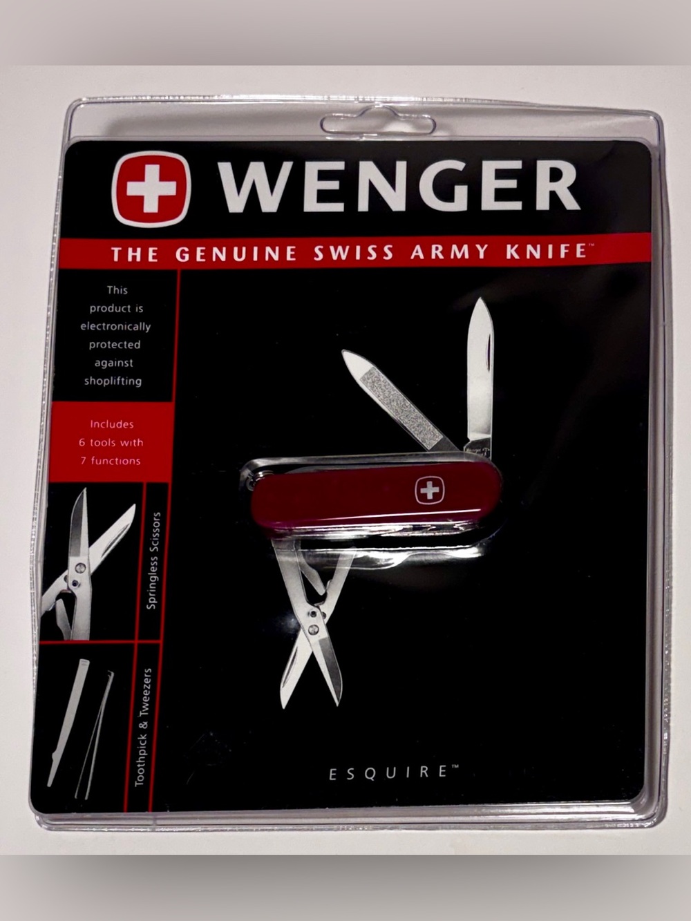Wenger Swiss Army Knife Esquire 6 Tools 7 Functions Red - New Old Stock